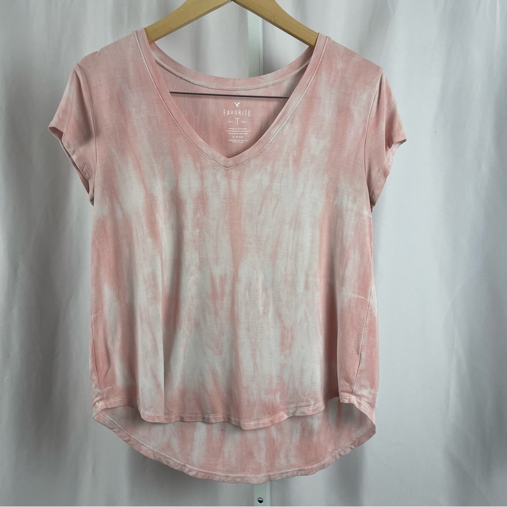 American Eagle Small Favorite T Pastel Tie Dye V Neck Flowy Boho Boxy Beachy